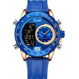 Relógio De Quartzo Masculino Design Esportivo Display Lcd Luminoso Impermeável Azul