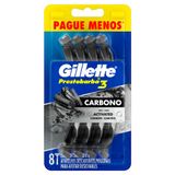 Aparelho De Barbear Descartável Gillette Prestobarba3 Carbono Carvão Ativado 8 Unidades