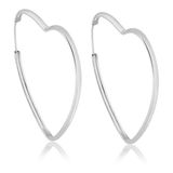 Oferta Brincos Argola Coração 4 Cm Prata Pura 925 Top