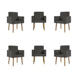 Kit 6 Poltronas Nina Decorativa Recepção Sala Oferta Courino Cor:courino Cinza