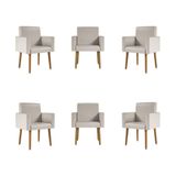 Kit 6 Poltronas Nina Decorativa Recepção Sala Oferta Courino Cor:courino Bege