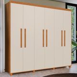 Guarda Roupa 6 Portas 4 Gavetas Casal 100% Mdf Nature Off White Blor Shop Jm