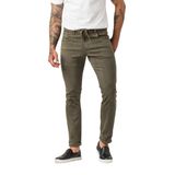 Calça Jeans Masculina Skinny Color Verde Militar Cós Com Cordão Zune