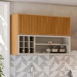 Armário Aéreo Duplo Porta Ripada 100% Mdf Nature Off White Matisse Linea Brasil