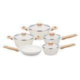 Jogo De Panelas Carmela Vanilla Mta 5 Peças Com Revestimento Cerâmico Marmorizado Antiaderente Cerâmic-flon E Soft-touch