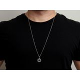 Cordão Masculino 70 Cm Pingente Estrela Davi Prata Pura 925