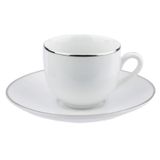 Xicara De Chá Café Com Pires 220ml Borda Prata Legacy Silver