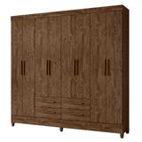 Guarda Roupa Casal Flórida 8 Portas E 4 Gavetas Castanho Wood - Moval