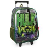 Mochila Infantil Hulk Marvel Verde Rodinha Escolar Tam G