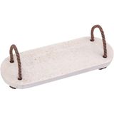 Bandeja Alça Fibra Marmore 1x14x24cm Branco