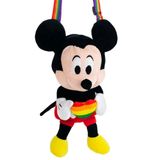 Mini Bolsa Pelúcia Mickey Coração Arco-íris 20cm - Disney