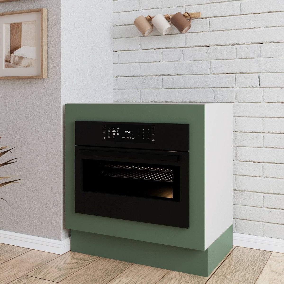 Balcão Forno De Embutir Sem Tampo Com Rodapé Ipanema Cabecasa Madeiramadeira Verde Folha/branco