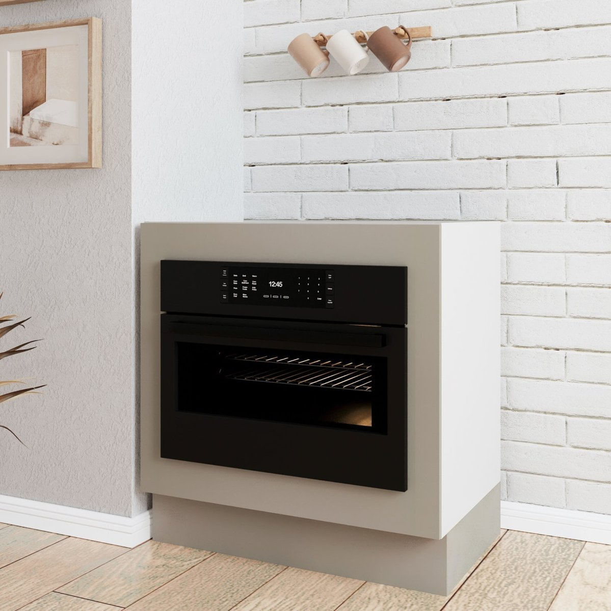 Balcão Forno De Embutir Sem Tampo Com Rodapé Ipanema Cabecasa Madeiramadeira Fendi Trama/branco