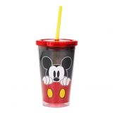 Copo Canudo Infantil Mickey Rosto 450ml Disney