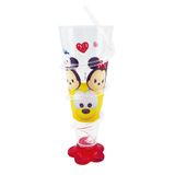 Copo Cone Vermelho Com Canudo Mickey &amp; Minnie 250ml - Disney