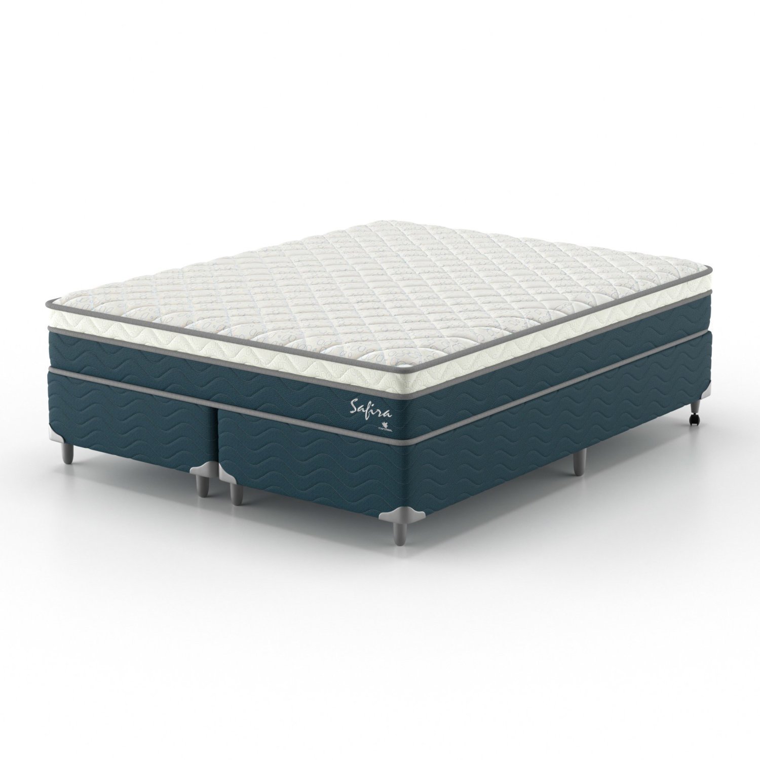 Cama Box Super King  Safira Molas Ensacadas 193x203x63 Azul