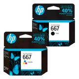 Kit Cartucho Hp 667 Preto + Cartucho Hp 667 Colorido