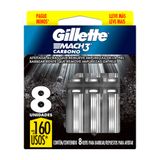 Carga Para Aparelho De Barbear Gillette Mach3 Carbono 8 Unidades