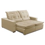 Sofa Retratil Reclinavel 2 Lugares 2,70m Atlantis Veludo Bege Lansofbr