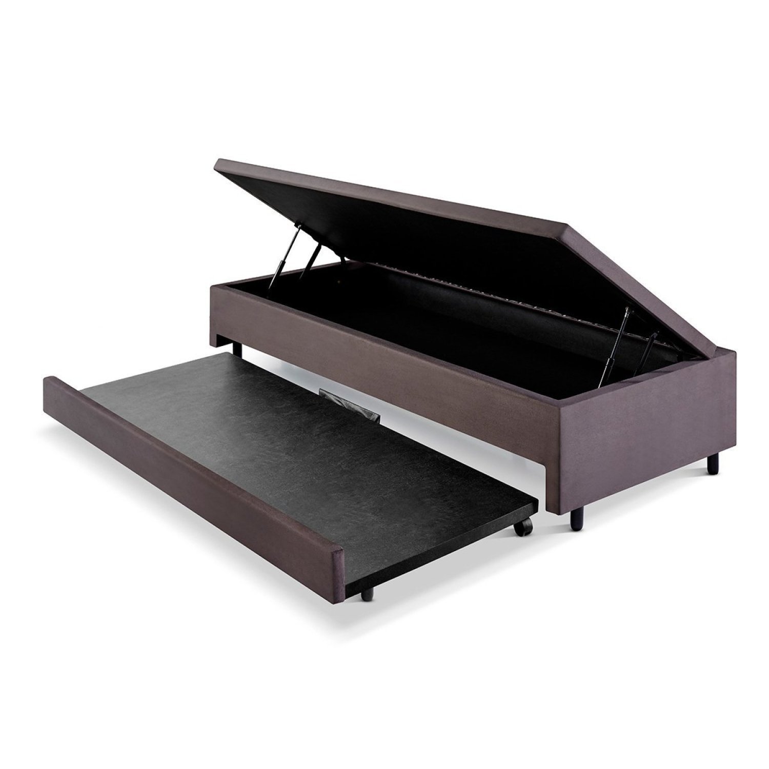 Bicama Com Baú Solteiro 96x203 Cm Suede Cinza