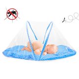 Mini Berço Bebê Portátil Com Mosquiteiro Azul 36x91x46cm
