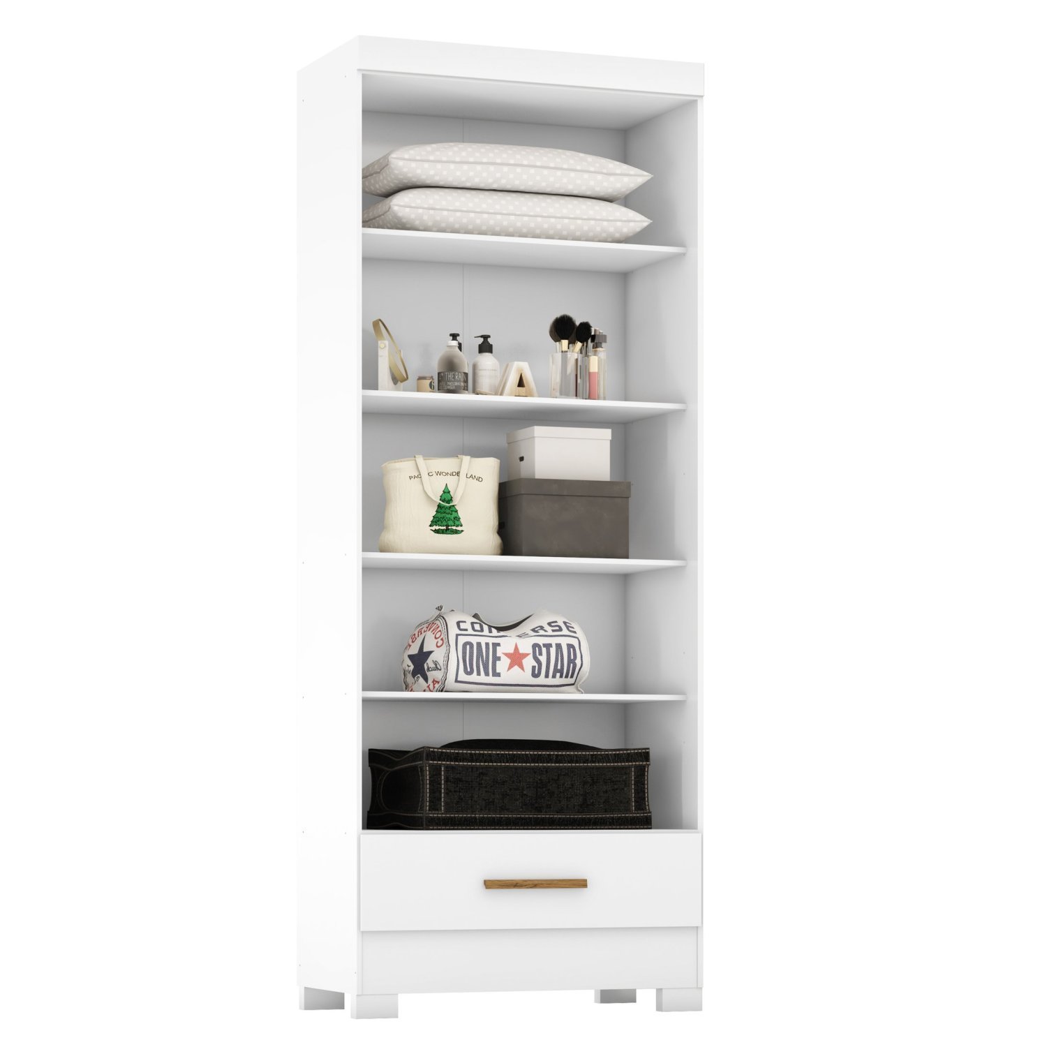 Módulo Closet 1 Gaveta Smart Versatile Espresso Móveis Branco