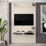 Painel Ripado Para Tv Até 55 Polegadas Intense Com Nicho 139cm Cor:off White Off White