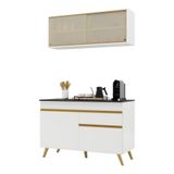 Armário De Cozinha Compacta 120cm Veneza Multimóveis V3688 Branco/dourado Branco/dourado