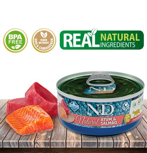 Ração Úmida N&amp;d Natural Atum E Salmão Gatos Adultos - 70gr