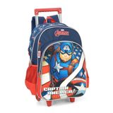 Mochila Escolar Infantil Rodinhas Capitão América Azul