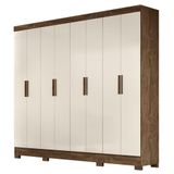 Guarda Roupa Casal 8 Portas 4 Gavetas 236cm Ágata M07 Castanho Wood-off White - Mpozenato