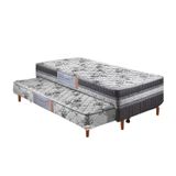 Cama Box Conjugada Solteiro D-28 com Auxiliar 188x88x59 Cinza/Branco