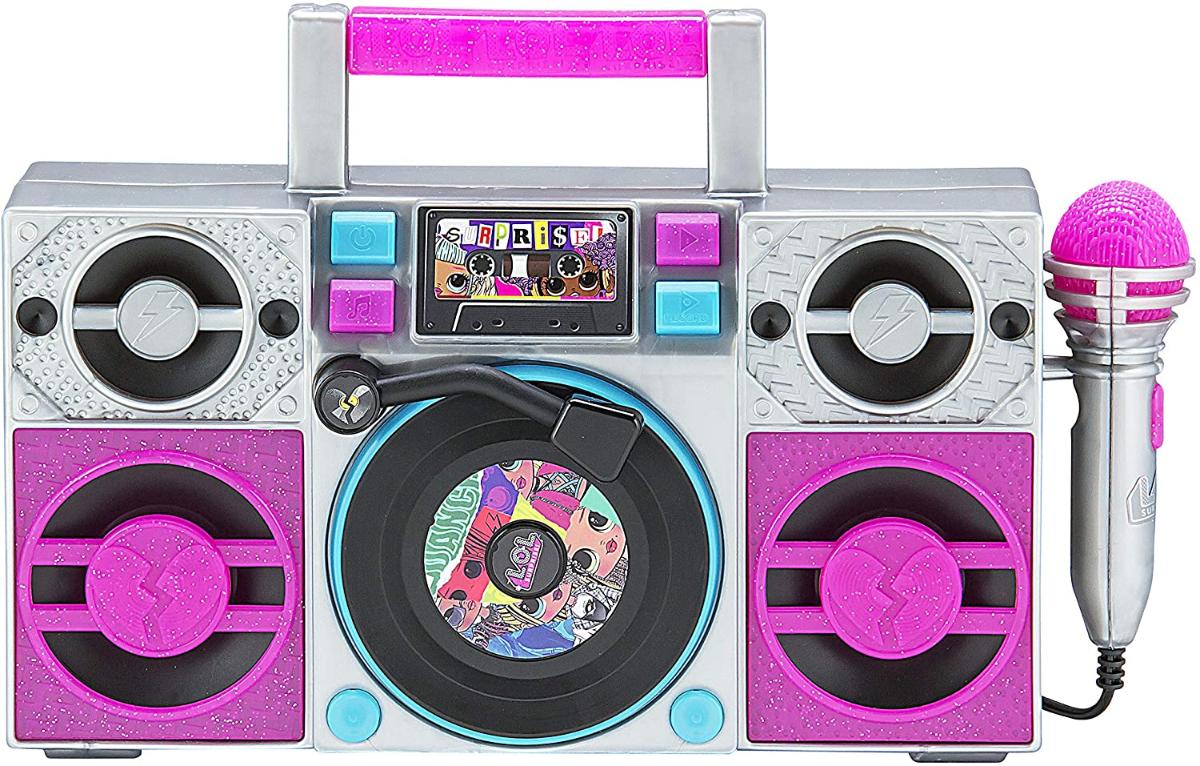 LOL Surprise OMG Remix Karaoke Machine Sing Along Boombox with Real Karaoke Microphone for Kids, Built in Music, Flashing Lights, Record, Turntable wi