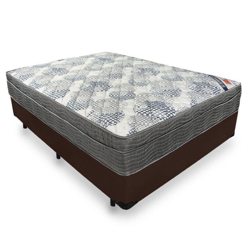 Cama Box Casal + Colchão Ortobom Molas Ensacadas Iso Superpocket 138x188x67 Cor:marrom