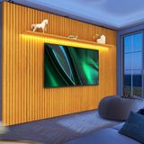 Painel Home Ripado Tv Até 85 Polegadas Com Led E Prateleira Naturale Notório Shop Jm