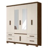 Guarda Roupa Casal Porto Plus 8 Portas E 3 Gavetas Castanho Wood/off White Com Espelho - Moval