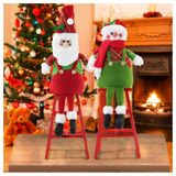 Dupla Boneco De Neve Papai Noel Decoração Natal Escada