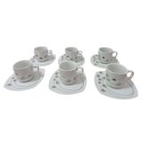 Jogo 6 Xícaras E Pires Café Porcelana Italiana 50ml Bugatti
