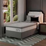 Cama Box com Colchão Solteirão Sigma Molas Ensacadas (22x108x198) Branco e Cinza