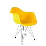 Cadeira Eames Com Braço Amarela Eiffel Cromada