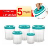 Conjunto De Mantimento 5 Pçs - Porta Alimento Tampa Com Rosca - Kit 5 Potes De Mantimentos Plástic - Panami