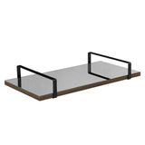 Bandeja Espelhada 25x50cm Borda Infinita Castanho Com Alça Preta