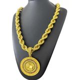 Cordão Baiano 13mm + Pingente Roleta Cassino Banhado A Ouro