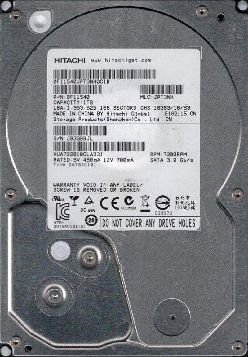 Hd Sata Hitachi 1tb 7.2k 3.5 Hua722010cla331 0f11540 Rec