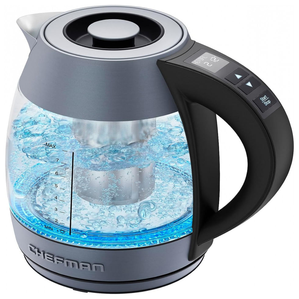 Chaleira Eletrica 1.7l, Aco Inoxidavel, Desligamento Automatico, 1500w, 110v, Chefman Digital Electric Kettle, Cinza