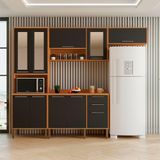 Cozinha Compacta 4 Peças 10 Portas 2 Gavetas Paris Sallêto Cinamomo Com Grafite