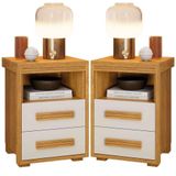 Kit 2 Mesas De Cabeceira 2 Gavetas Tóquio 100% Mdf - Casa Chick Cinamomo/off White