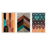 Quadros Chevron Com Moldura Premium 30x45 Kit 3 Peças Titulos 115-pbr