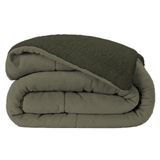 Coberdrom Dupla Face Solteiro Com Sherpa Lavive Winter Colors 2,40m X 1,50m Verde Militar / Fendi
