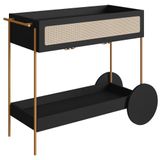 Carrinho Bar Porta Taças 110 Cm Pes Metal Oslo 28964 Nero Artesano Nero